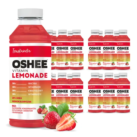 24x OSHEE Vitamin Lemonade truskawka 555ml