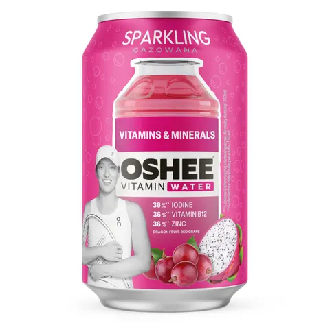 OSHEE Vitamin Water Sparkling witaminy i minerały czerwona winogrona i dragonfruit 330 ml