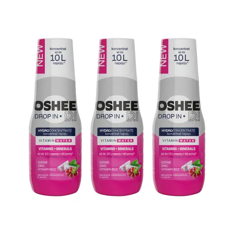 3x OSHEE Drop In Hydrokoncentrat Witaminy i minerały 500 ml czerwone winogrono - smoczy owoc