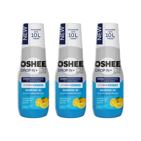 3x OSHEE Drop In Hydrokoncentrat magnez + B6 500 ml pomarańcza - cytryna
