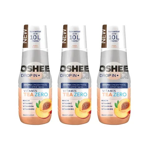 3x OSHEE Drop In ZERO Hydrokoncentrat Vitamin Tea brzoskwinia 500 ml