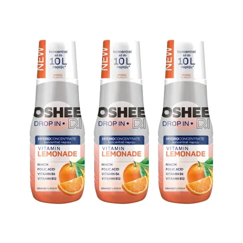 3x OSHEE Drop In Hydrokoncentrat Vitamin Lemonade pomarańcza 500 ml