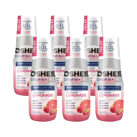 6x OSHEE Drop In Hydrokoncentrat Vitamin Lemonade malina grejpfrut 500 ml