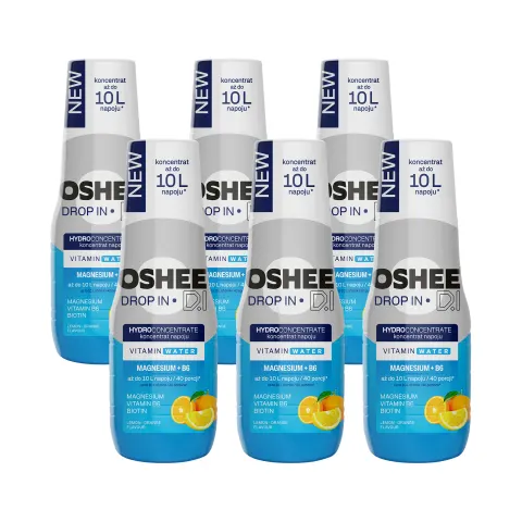 6x OSHEE Drop In Hydrokoncentrat magnez + B6 500 ml pomarańcza - cytryna