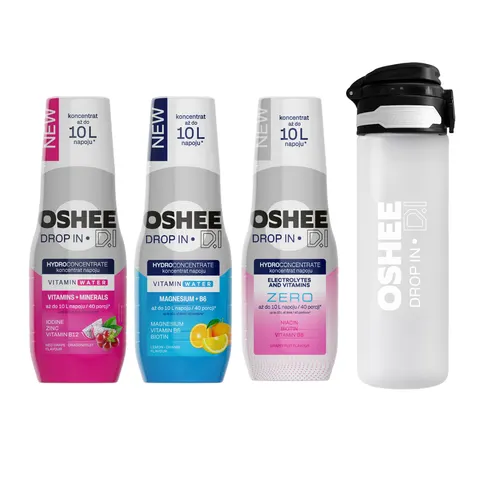 OSHEE Hydration Starter Pack 3x Hydrokoncentrat 500ml + Bidon sportowy z Tritanu 650 ml