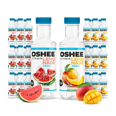 36x OSHEE ZERO Vitamin Lemonade 555ml (18x arbuz + 18x mango)