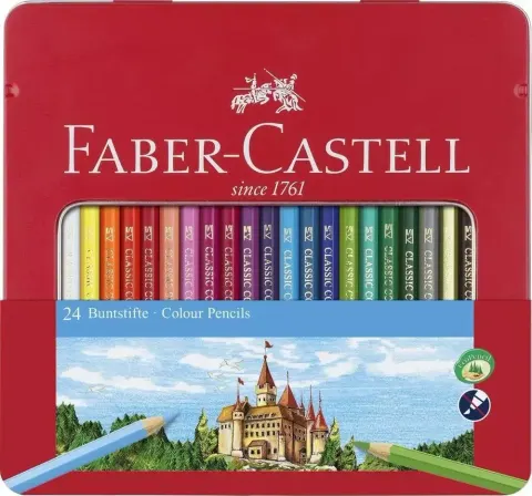 Kredki 24-kol. metalowe op.Zamek, Faber-Castell