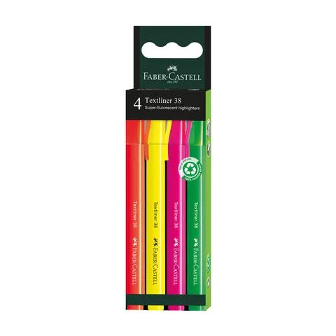 Zakreślacz 38 4 kol. opakowanie kartonowe Faber-Castell