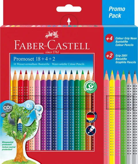 Kredki grip 2001 18 KOL.+4 kol. NEONOWE+2 ołówki Faber-Castell