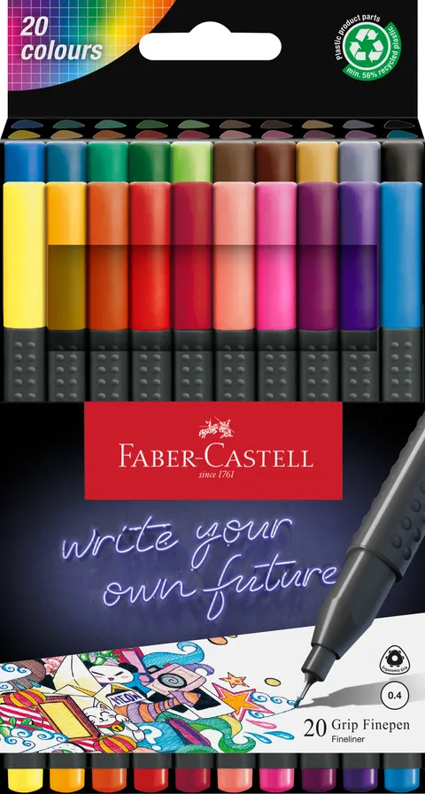 Cienkopisy grip 20 kol. w etui Faber-Castell