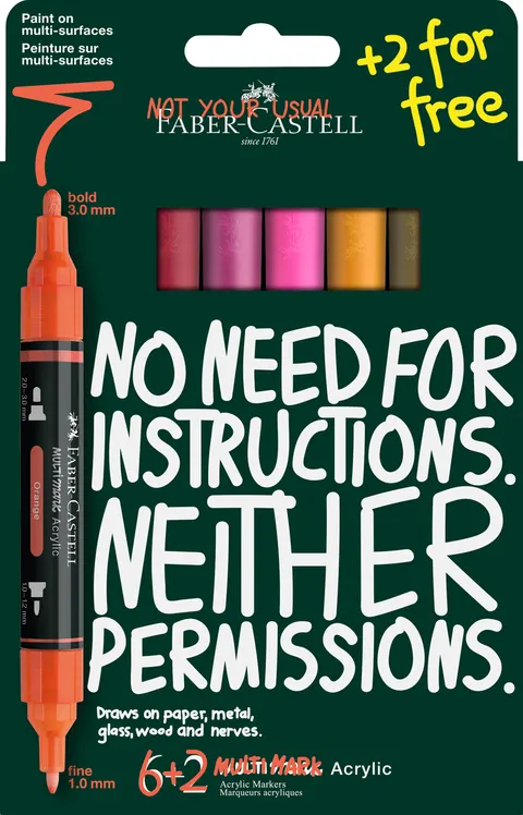 Marker akrylowy multimark 8 kol. flame Faber-Castell