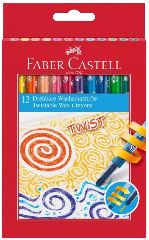 Kredki woskowe wykręcane Faber-Castell 12 kolorów