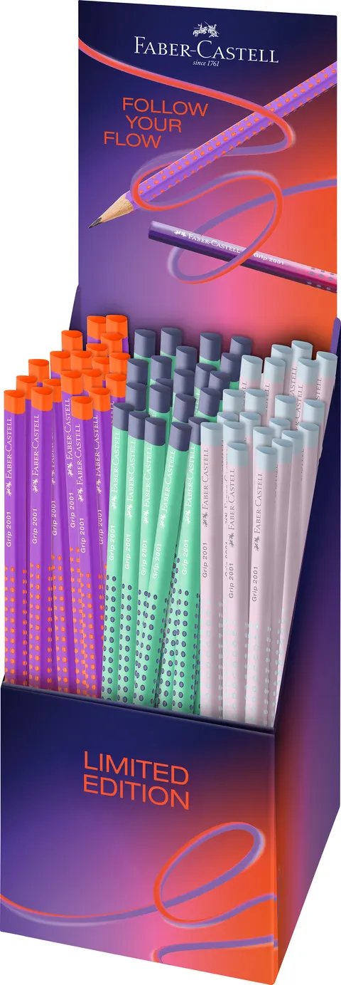 Ołówek grip 2001 flow edition display 3X24 kol. (buzzing blue, punchy melon, blushing sky) display Faber-Castell