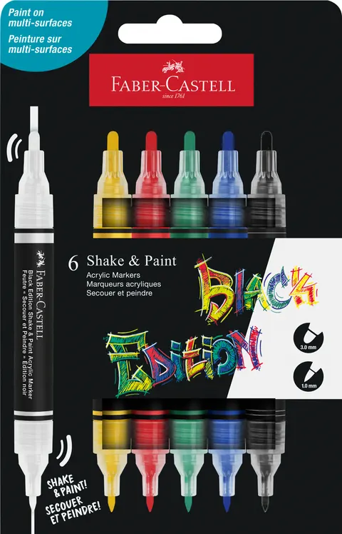 Marker akrylowy black edition shake&paint 6 kol. op. kartonowe Faber-Castell