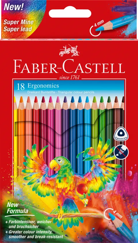 Kredki trójkątne ergonomics 18 kol. grafit 4 mm Faber-Castell