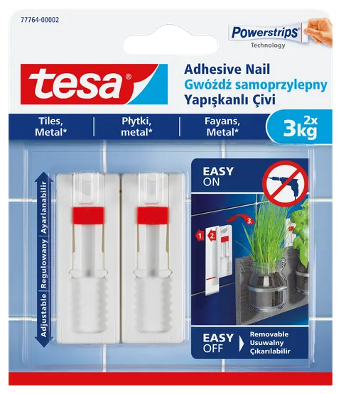 Regulowany gwóźdź samoprzylepny do płytek 3 kg tesa biały