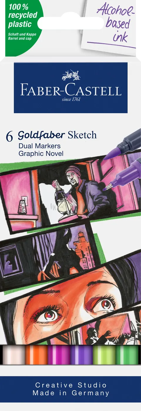 Pisak goldfaber sketch dwustronny zestaw graphic novel 6 kol. Faber-Castell