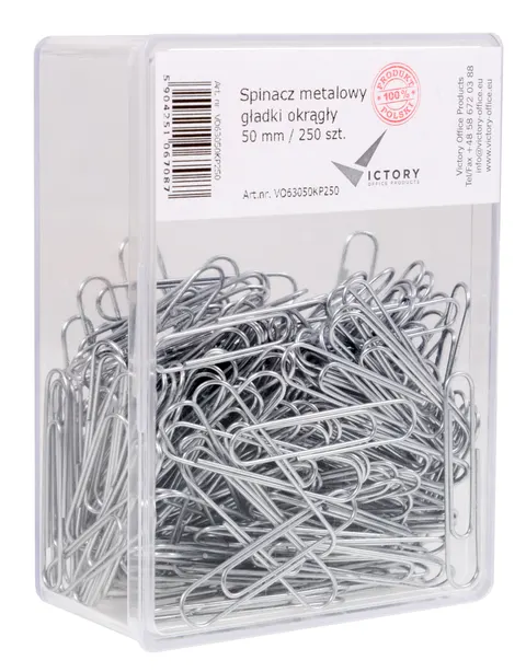 Spinacz metalowy gładki okrągły 50 mm opkp 250 szt. victory office