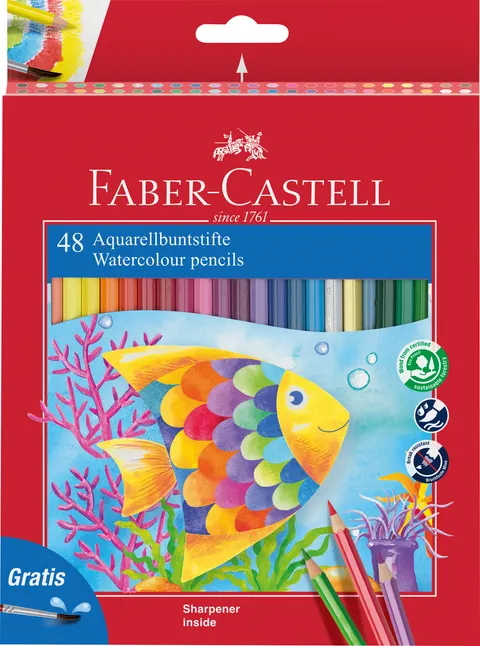 Kredki akwarelowe z pędzelkiem 48 kol. Faber-Castell