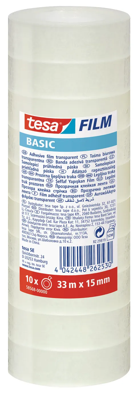 Taśma biurowa tesa basic 33M X15 mm słupek 10 szt.