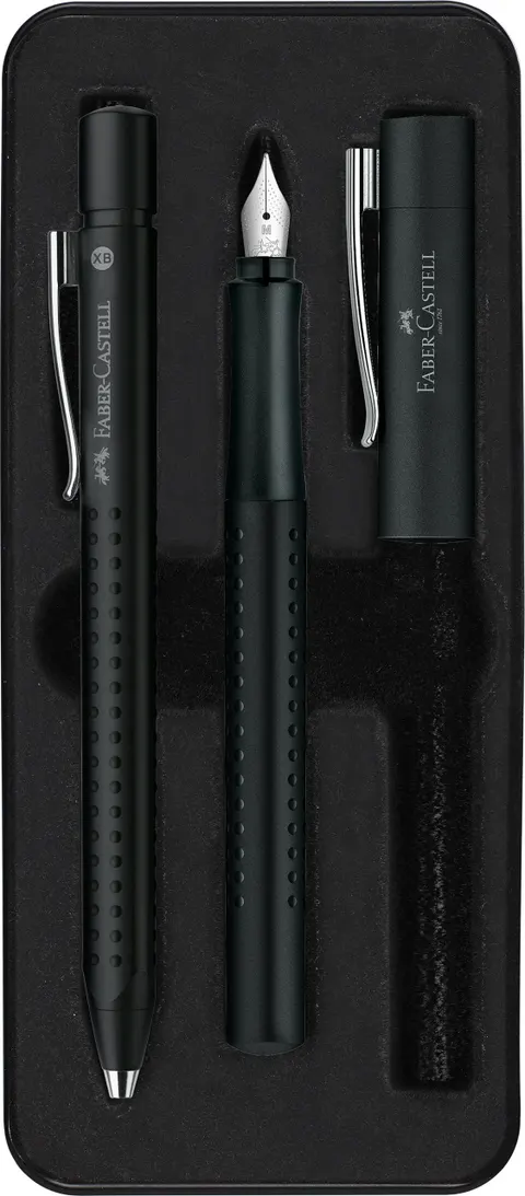 Zestaw grip 2011 pióro + długopis czarne Faber-Castell