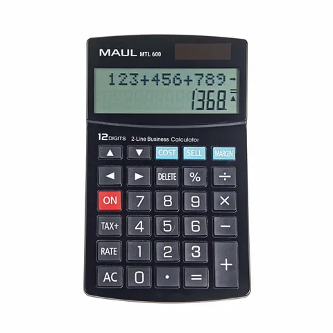 Kalkulator biurkowy business pro mtl 600, 12-POZYCYJNY, dwuliniowy, czarny Maul