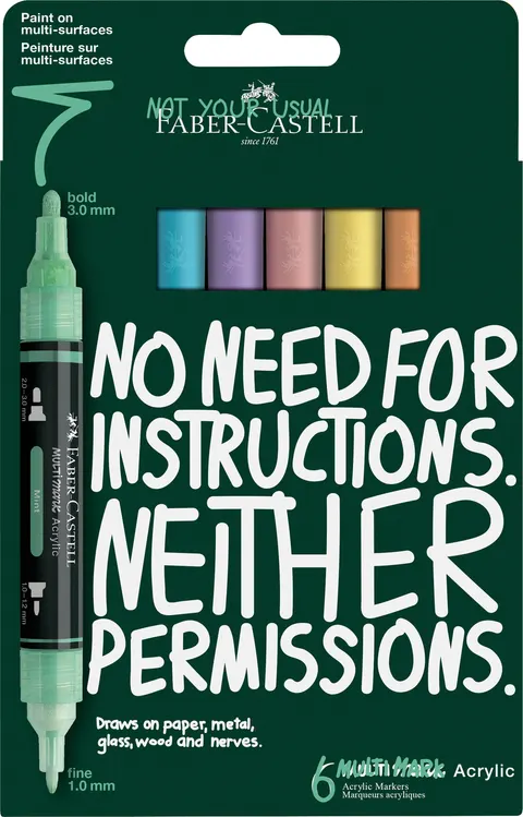 Marker akrylowy multimark 6 kol. pastelfaber-castell