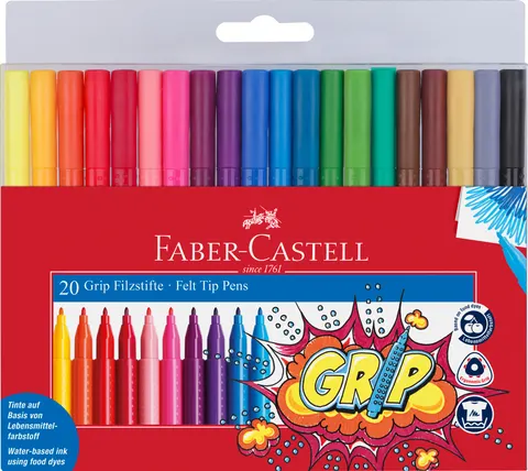 Flamastry grip 20 kol. w etui Faber-Castell