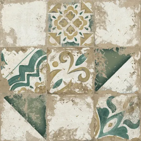 El Molino Memory Verde Mat Rect. 58x58 rustykalne kafle z zielonym wzorem