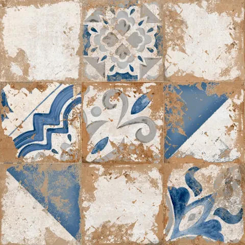 El Molino Memory Azul Mat Rect. 58x58 rustykalne kafle z niebieskim wzorem