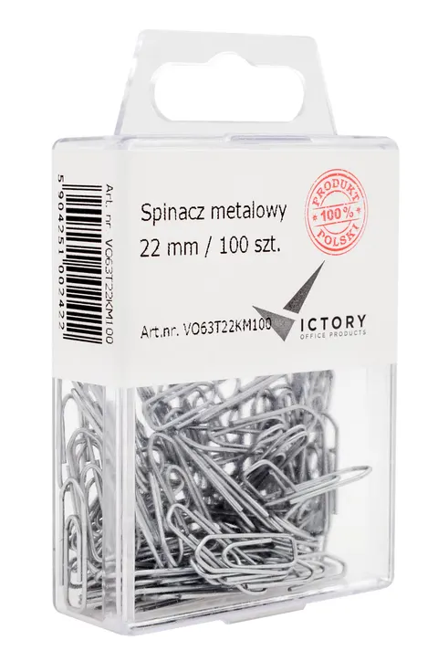 Spinacz metalowy trójkątny 22 mm opkm 100 szt. victory office