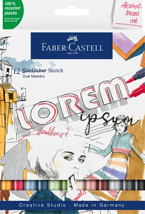 Pisak goldfaber sketch dwustronny zestaw 12 kol. Faber-Castell