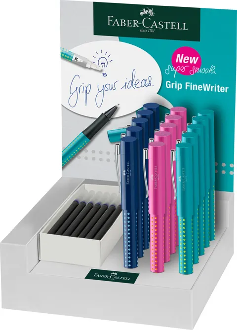 Cienkopis grip 2010 display 15 szt. +10 szt. wkładów Faber-Castell
