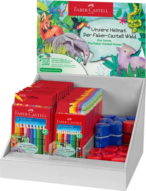 Kredki grip (12 x kredki jumbo, 20 x kredki grip 2001, 20 x temperówka trio)faber-castell