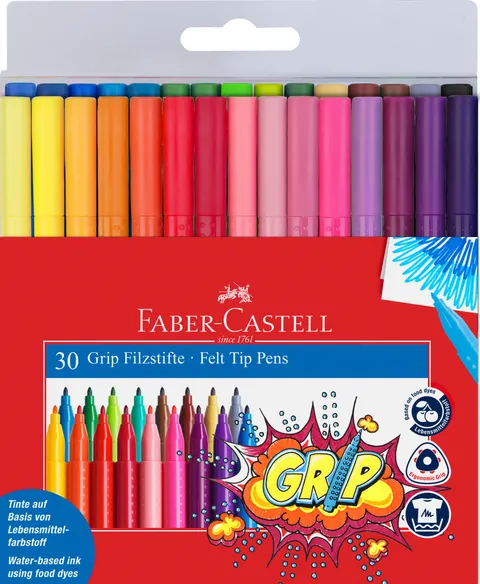 Flamastry grip 30 kol. w etui Faber-Castell