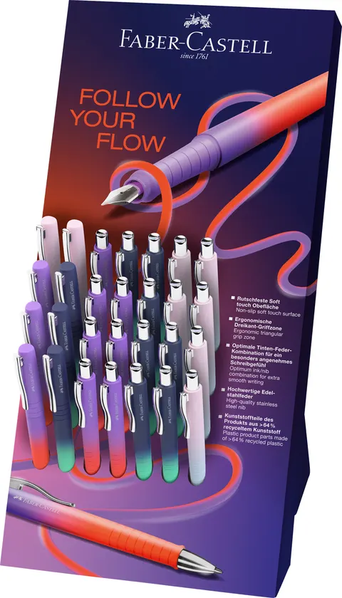 Display poly mix kol. flow edition 20 x długopis 8 x pióro wieczne Faber-Castell