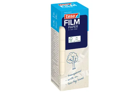 TAŚMA BIUROWA PAPIEROWA TESAFILM TRANSPARENTNA 33M x 19MM, 8 ROLEK