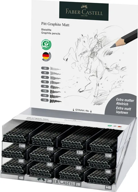 Ołówek artystyczny pitt graphite matt display 144 szt. Faber-Castell