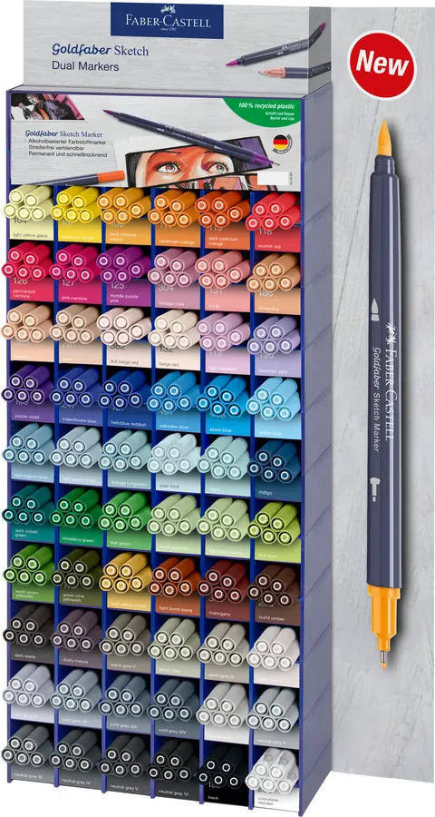 Pisak goldfaber sketch dwustronny, display 300 szt. Faber-Castell