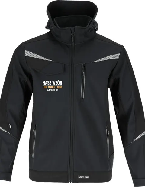 Kurtka męska softshell z kapturem Lahti Pro L40946 czarna