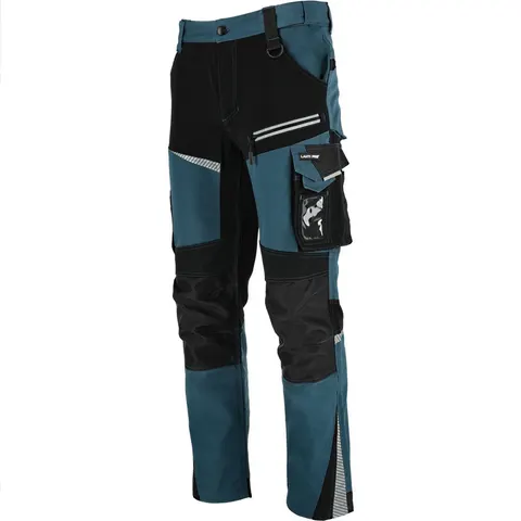 Spodnie robocze Lahti Pro L40541 – turkusowo-czarne, slim fit, stretch