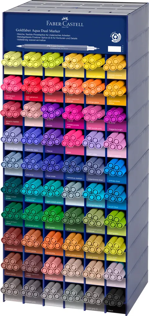 Pisak akwarelowy goldfaber aqua dwustronny display 300 szt. Faber-Castell