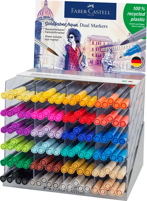 Pisak akwarelowy goldfaber aqua dwustronny display 120 szt (24 kol. x 5 szt.) Faber-Castell