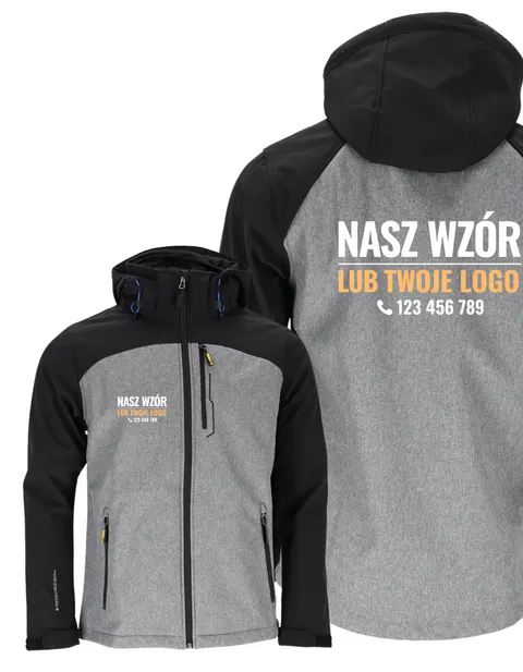 LH-MENFUN Kurtka ochronna męska softshell z kapturem oddychająca i wodoodporna