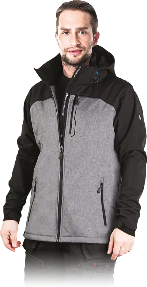 LH-MENFUN Kurtka ochronna męska softshell z kapturem oddychająca i wodoodporna