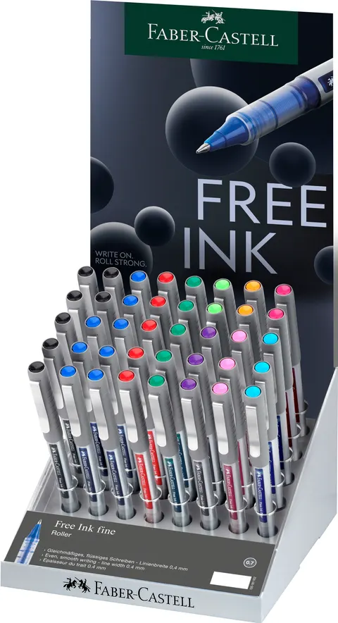 Cienkopis kulkowy free ink 0,7 mm display 40 szt. Faber-Castell