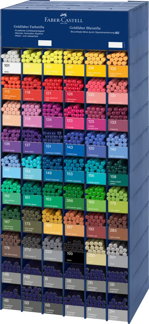 Kredki goldfaber display+ołówki grafitowe Faber-Castell