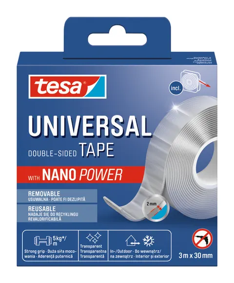 TAŚMA MONTAŻOWA DWUSTRONNA TESA NANO POWER TRANSPARENTNA 3M x 30MM