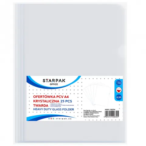 Ofertówka PP A4 L twarda przezroczysta 0,20mic A 25 STARPAK 108396