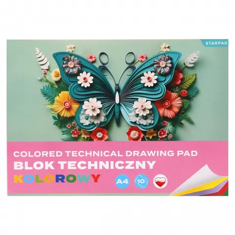 Blok techniczny A4/10k kolorowy Motyl A 10 STARPAK 587757